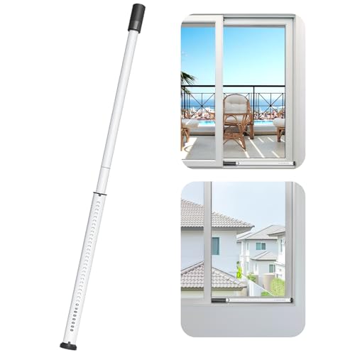 AceMining Sliding Door Security Bar,Heavy Duty Sliding Patio Door Lock Bar, 20-50inch Adjustable Multi-use Window Security Bars, Sliding Door Stopper,White,1Pack