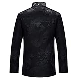 wecotton Tang Suit Men Hanfu Chinese Traditional Clothes Kung Fu Shirt Uniform Long Sleeved Coat Tops and Pants (Black, Large)