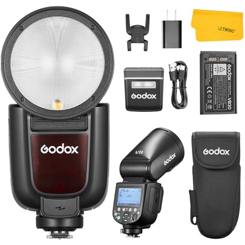 GODOX V1 Pro S V1Pro-S Flash for Sony, 2.4G TTL Round Head Camera Flash HSS 1/8000s, 2980mAh Li-ion Battery, 500 Full Power Flashes, Support Type-C Charge, External Flash Speedlite for Sony Camera