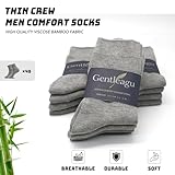 GENTLEAGU Viscose Bamboo Lightweight Sock Thin Crew Socks for Men Wholesale Bulk Solid Color Comfort Famliy Pack 48 Pairs (9-12, Grey)