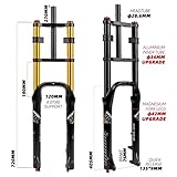 HIMALO 26 Inch Bike Suspension Fork 4.0'' Tire Fat Fork Straight Double Shoulder Downhill Bike Air Fork Travel 160mm Rebound Adjustable Manual Lock