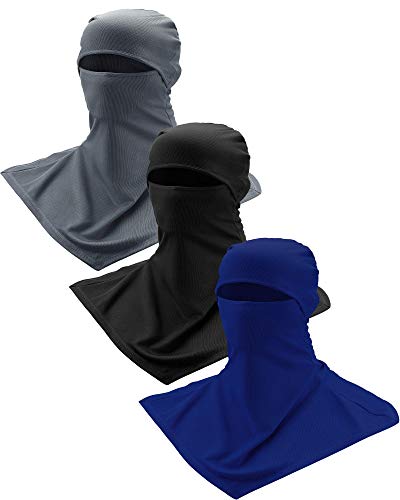 SATINIOR 3 Piece Balaclava Face Cover Sun Protection Neck Cover Summer Balaclava Motorcycle Face Mask for Men Women (Black, Gray, Navy Blue)