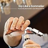 Hicoup Wine Opener - Professional Corkscrews for Wine Bottles w/Foil Cutter and Cap Remover - Manual Wine Key for Servers, Waiters, Bartenders and Home Use - Classic Rosewood