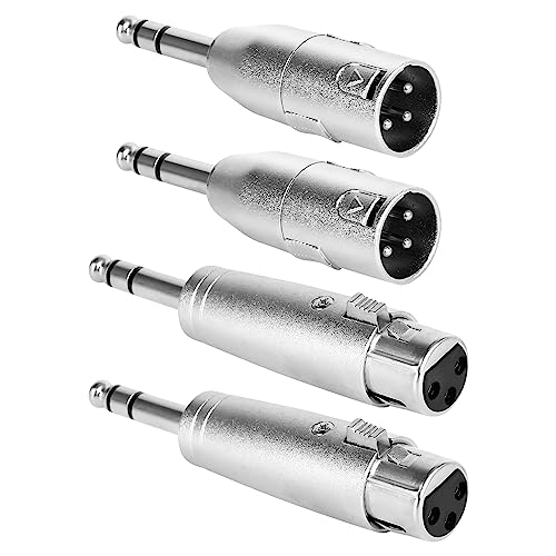 Togconn 1/4" TRS to XLR Adapter 4 Pack, 1 Pair 6.35mm 1/4" Male to XLR Male Adapter and 1 Pair 6.35mm 1/4" Male to XLR Female Adapter, 1/4 Inch TRS to XLR Connector