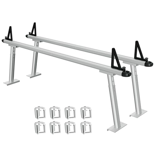 EliteEdge Truck Rack, 17-29” Aluminum Adjustable Ladder Rack for Trucks, 800 lbs Capacity with Non-Drilling C-Clamps, Heavy Duty Truck Bed Rack, Pickup Truck Racks for Kayak, Surfboard, Lumber, Ladder