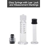 1ml glass luer lock syringe 100 pcs borosillicate reusable pyrex heat resistant tube for lab,thick liquids,oil,ink with measurement markings non-medical without NEEDLES