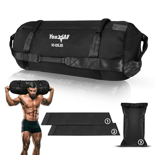 Yes4All Workout Sandbags, Heavy Duty Sandbags - Black - L