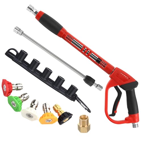 Tool Daily Deluxe Pressure Washer Gun, with Replacement Wand Extension, 5 Nozzle Tips, M22 Fitting, 40 Inch, 5000 PSI