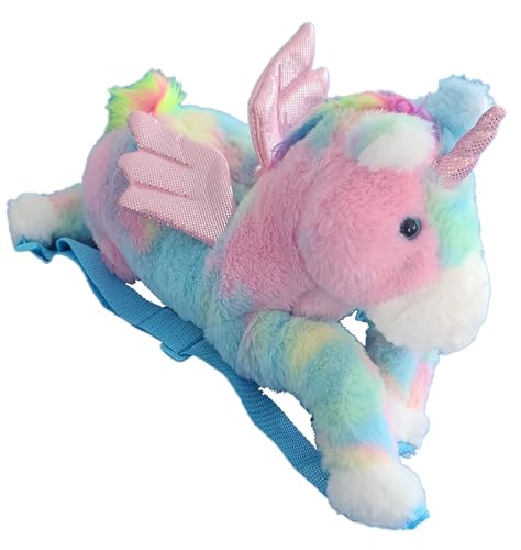 Plush Stuffed UNICORN Mini Backpack, Plush colorful Stuffed Animal Shoulder Bag, Adjustable Nylon Straps with Zipper (UNICORN)