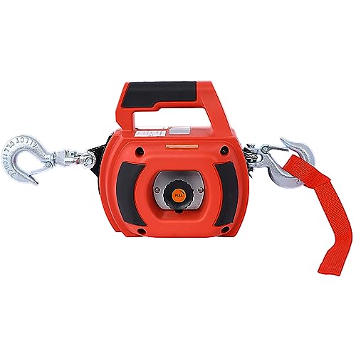 SHARK SHIP Solve Lifting Challenges with Portable Drill Winch Hoist, 750 LB Capacity, 40 Feet Steel Wire, for Various Applications, Red