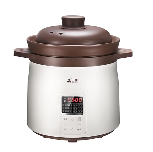 SanYuan 5L Ceramic Rice Cooker and Electric Stew Cooker, 12-in-1 Smart Slow Cooker with Inner Clay Pot, 700W, 24H Timer & Keep Warm, Baby Food Herbal Soup Maker – TGD50-SA21