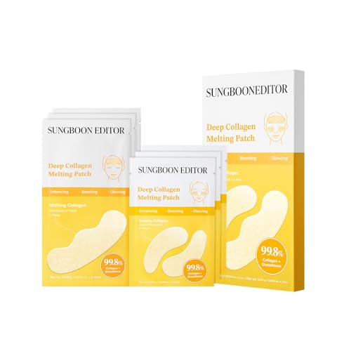 SUNGBOON EDITOR Deep Collagen Melting Patch 6pcs | Under Eye and Neck Anti- Wrinkle Patches with Real Collagen & Glutathione | Real Collagen Films for Anti Aging | Korean Skin Care