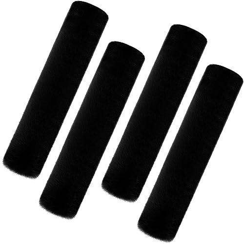 Boao 4 Pack Faux Sheepskin Car Seat Belt Pads Seatbelt Protector Soft Seat Belt Shoulder Strap Cover Comfort Harness Pad(Black, 15.7 Inch)