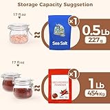 ComSaf Airtight Glass Canister Set of 6 with Lids 17oz Food Storage Jar Round - Storage Container with Clear Preserving Seal Wire Clip Fastening for Kitchen Canning Cereal,Pasta,Sugar,Beans,Spice