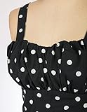 Vintage Dress for Women 1950s Summer Spaghetti Strap Ruched A-Line Flowy Swing Dress Black Polka Dot Dress L