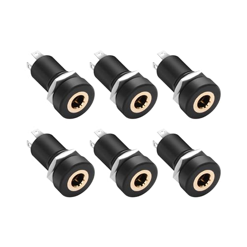 PNGKNYOCN 6Pcs 3.5MM Solder Panel Mount Jack Connector，3.5mm 4 Pole Stereo Audio Video Panel Mount Jack Solder Connector with Nuts