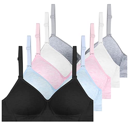Phennie's Girls Training Bras Teens Sports Bras for Kids 8-10,10-12,12-14,14-16 Years Cotton Wireless Light Padded Bralette 5 Packs Size 32