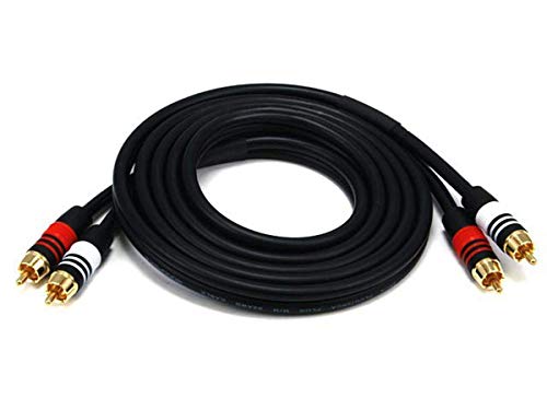 Monoprice Premium Two-Channel Audio Cable - 2 RCA Plug to 2 RCA Plug, Male to Male, 22AWG, 6 Feet, Black