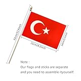 TSMD Turkey Stick Flag Turkish Small Mini Hand Held Flags,5x8 Inch,12 Pack