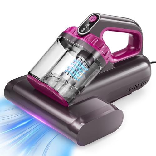 BYHUME Mattress Vacuum Cleaner, 17Kpa Bed Vacuum Cleaner, 273nm UV-C Light & Ultrasonic 145°F Heating, 80000 RPM/Min Brushroll Rotation, Wide Suction Port for Pillows Cribs Sofa, Black Corded