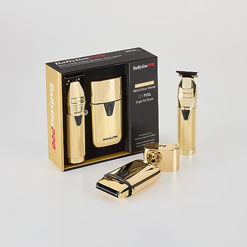 BaBylissPRO Limited Edition GoldFX Trimmer and UV-Disinfecting Single Foil Shaver Prepack