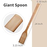 ROZJOVU 24 Inch Stirring Long Handle Bamboo Spoons Wooden Stir Sticks Extra Wide Kitchen Aid Bamboo Spatula Flat Paddle for Cajun Crawfish Seafood Cooking.