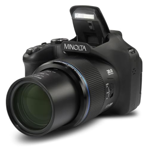 Minolta Pro Shot 20MP Digital Camera – 67x Optical Zoom, Full 1080p HD Video, Optical Image Stabilization, Wi-Fi, 3-inch Articulating LCD Screen, 27 Scene Modes – Includes 16GB SD Card (Black)