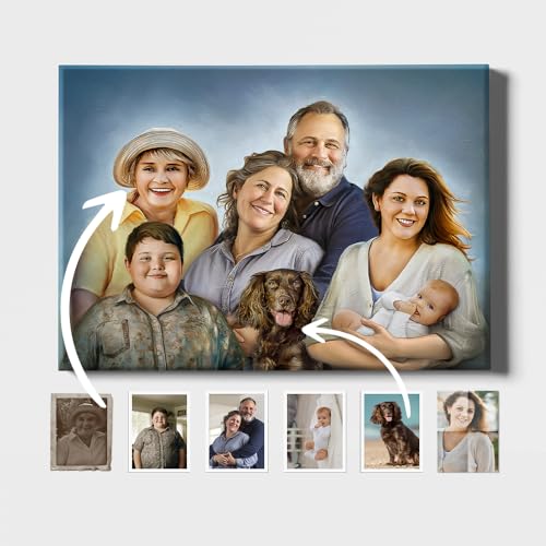 Turn Me Royal Custom Portrait: Merge Photos into Family Painting with Oil Effect, Personalized Gift