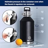 128oz Double-Walled Mini Keg Growler, Stainless Steel Vacuum Insulated Home Dispenser System with Detachable Faucet & Regulator Keeps Homebrew, Craft, and Draft Beer Carbonated and Fresh