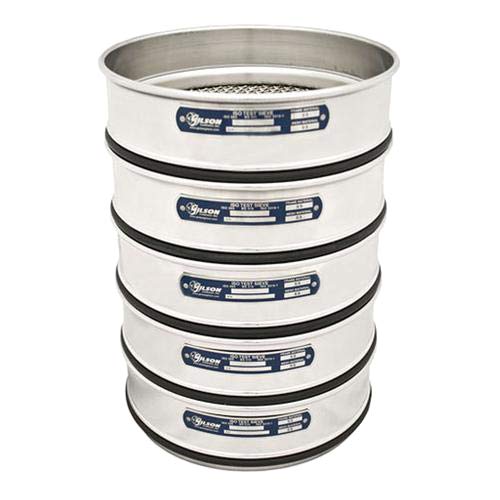 Gilson V200SF 45U Stainless Steel ISO Round Test Sieve, 45 um Opening Size, 200 mm Frame Diameter, Full Height