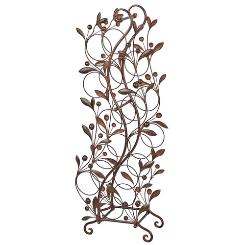 Touch of Class Catalonia Floor Wine Rack Brown - Handcrafted Metal - Painted by Hand - Traditional Style Display - Vintage Storage Holder for 10 Bottles - Freestanding Organizer - 36.5 Inches High