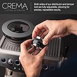 Crema Coffee Products - 54mm 2-in-1 Tamper & Distributor - Silver - Compatible with 54mm Breville Portafilters - Double Sided, Adjustable Depth - Beautiful Espresso Hand Tampers, Silver