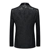 Tuxedo Suits for Men 3 Piece Regular Fit Men's Suit Set Floral Pattern Blazer Jacket Waistcoat Pants Dark Black M