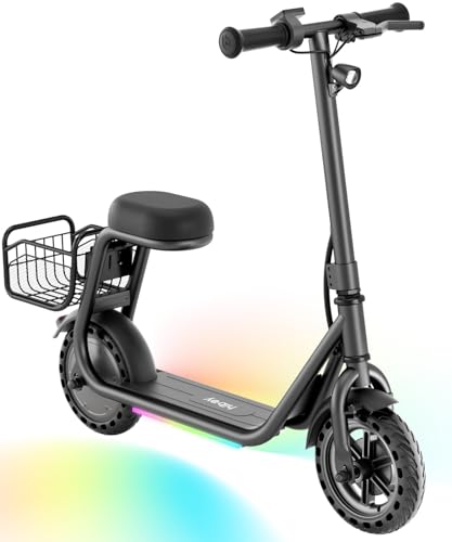 Hiboy Q2 Lite Electric Scooter with Seat for Kids, 3-Speed Adjustable, UL Certified, Up to 9.3 MPH, Neon Lights, 5-Mile Range, Kids Electric Scooter for Ages 4-10 Black