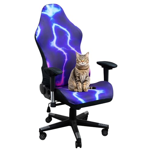 Gaming Chair Covers (No Chair),Office Computer Chair Cover,Jacquard Stretch Prevent Cat Scratching Computer Chair Slipcovers,for Gamer Computer Chair Replacement Protector Cover,Colorful Lightning)