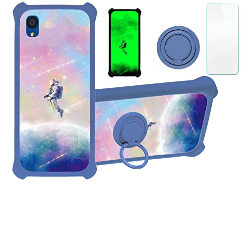 Case for Zte Blade A3 Lite Case Compatible with Zte Blade A3 Lite Phone Case Cover [with Tempered Glass Screen Protector][Hard PC + Soft Silicone][Ring Support] [Luminous Effect] YGL-FXJ