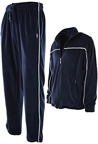 ChoiceApparel Mens Velour Tracksuit with Zippered Pockets (204-Navy, 4X-Large)