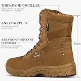 FREE SOLDIER Men's Tactical Boots 8 Inches Lightweight Combat Boots Durable Suede Leather Military Work Boots Desert Boots(Brown-waterproof,10)