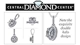 Central Diamond Center Round Halo Solitaire Necklace, Silver & Pure Brilliance Zirconia - 8mm Platinum Plated - 2.00ct