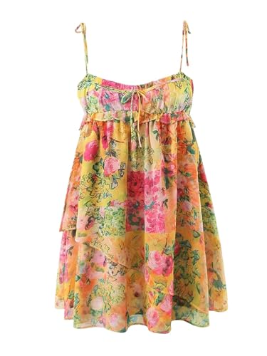 Summer Women Multicolor Floral Print Sling Short A-Line Beach Dress