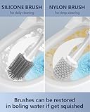 Electric Toilet Brush and Holder Set, Leebein 10 in 1 Electric Toilet Bowl Cleaning Kit with Replaceable Brushes, Nylon and Silicone Toilet Brush, 6 Refills Disposable Cleaner Brush, 2 Crevice Brushes