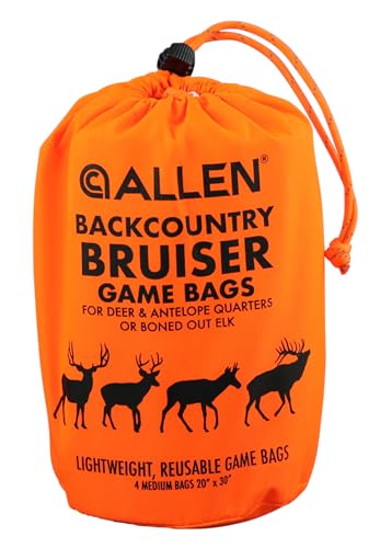 Allen Company Backcountry Quarter Bag - Reusable, Heavy-Duty, Drawstring Hunting Meat Bags - Durable Big Game Bags for Elk, Caribou, Deer - 4-Pack - 20" x 30" - White