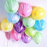 Rainbow Tie Dye Balloons 100PCS 12 Inch Agate Marble Latex Swirl Balloons For Tie Dye Birthday Party Supplies,Candyland,Bachelorette,Fun Hippie Party Decorations(Multi-Color)