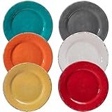 ZAROCRUS Rustic Melamine Dinner Plates, 11 inch Melamine Plates Set of 6, Large Salad/Dessert Plates, Unbreakable Colorful Serving Dishes Set for Indoor and Outdoor, Assorted Color…