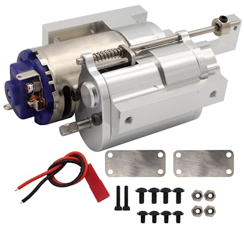 2nd Gear Gearbox Speed Change Gear Box with 370 Brushed Motor, Third Generation Metal Wave Box, for 1/16 WPL C24 C34 C44 C54 B16 B36 MN D90 MN40 MN45 MN77 MN99 MN99s RC Car (Silver)