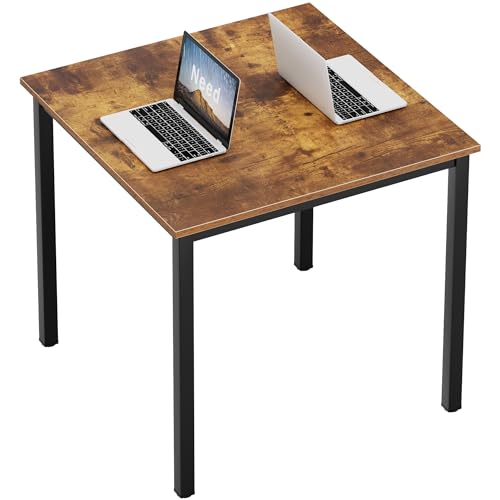 Need Small Square Dining Table- 31-1/2'' Sturdy and Heavy Duty Writing Desk for Small Spaces and Writing Table Desk Breakroom Table, Rustic Brown