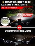 10000 Lumens Bike Lights Front and Back for Night Riding, 10000mAh USB Rechargeable 6 LED Bicycle Light, 5+5 Modes Bike Headlight and Tail Light Set Runtime 60+ Hrs, IPX5 Waterproof