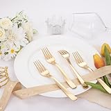 Liacere 360Pcs Gold Plastic Forks - Heavyweight Forks - 7 Inch Heavy Duty Gold Disposable Forks- Gold Plastic Silverwar Perfect For Parties & Weddings & Thanksgiving & Restaurants And Daily Using