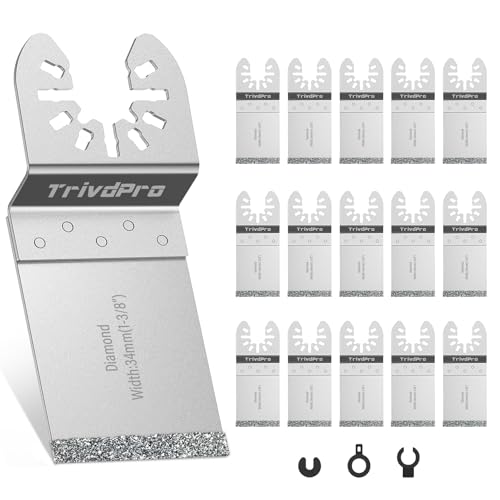 Grout Removal Tool Blade for Oscillating-Tool - TrivdPro 15pcs Grout Remover Tool Carbide Oscillating Multi Tool Blades Diamond Grout Removal Blade Tools for Tile, Concrete, Masonry, Cleaning Mortar