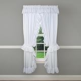 Priscilla Classic Rod Pocket Curtain Panel Pair (White, 84" W x 84" L)